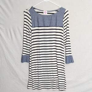 Wanna B Navy and White Striped Stretch Dress